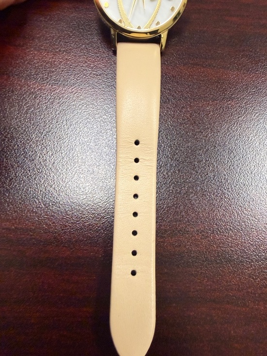 kate spade Gold-Tone Watch with Green Crystal Palm Trees and Cream Strap